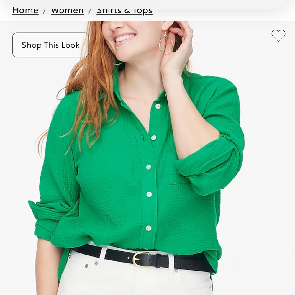 J. Crew Green Button-Up Women's Top